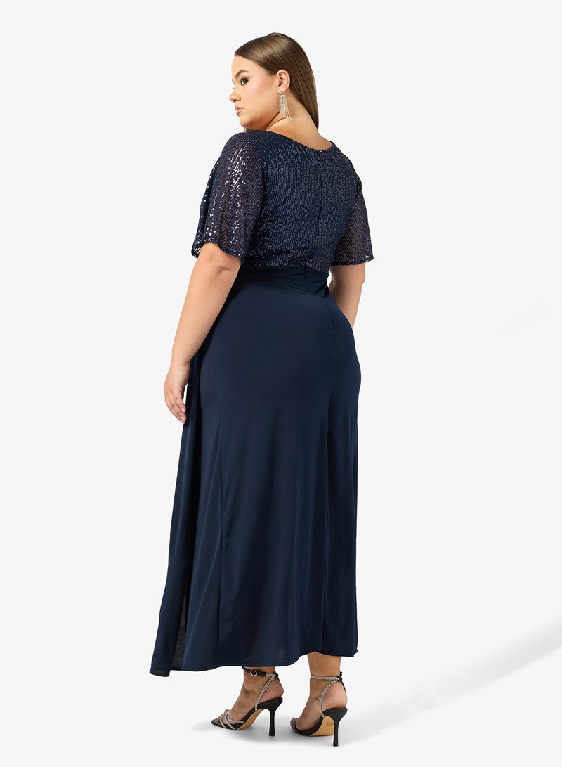 Khizana Plus Size Drapped A-line Embellished Dress - Image 2